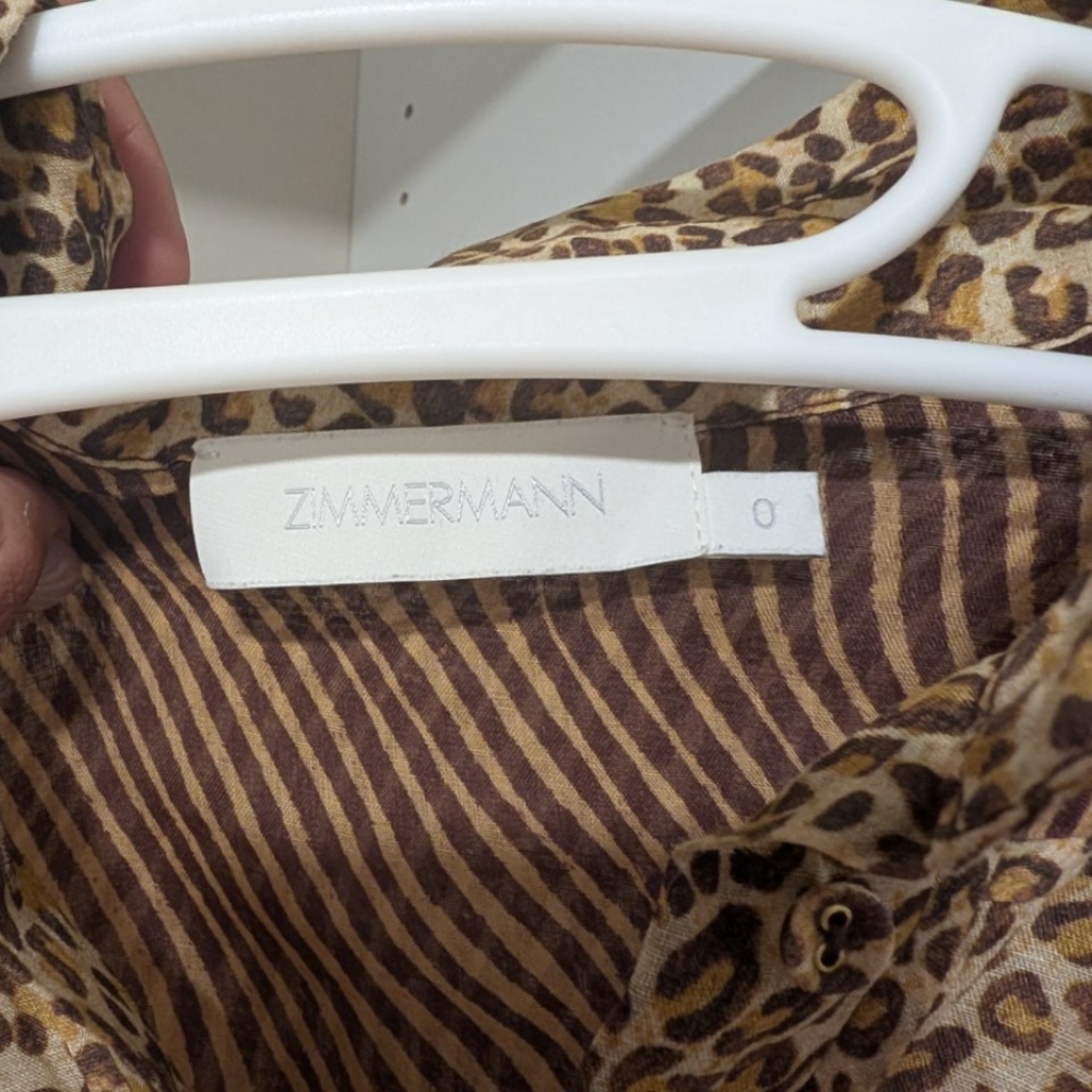 Zimmermann Tan and Brown Cuffed Sleeve Blouse - Picture 3 of 6